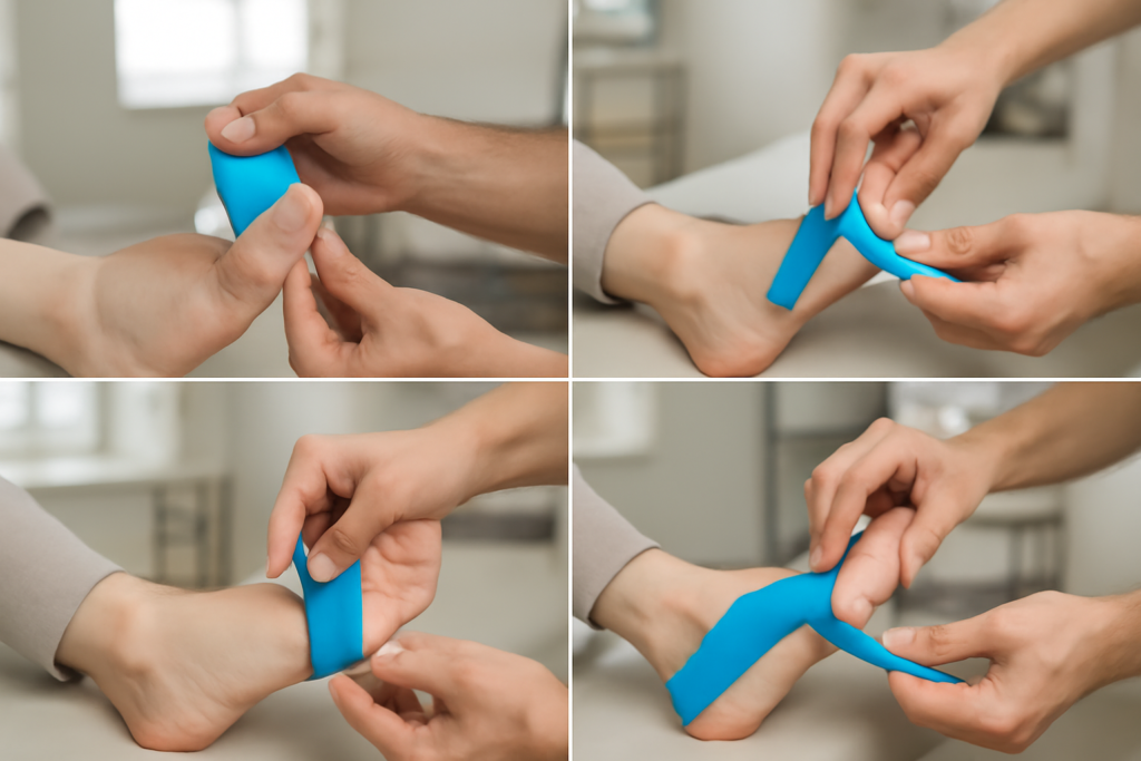 Aplicación paso a paso de kinesiotape en pie con juanete